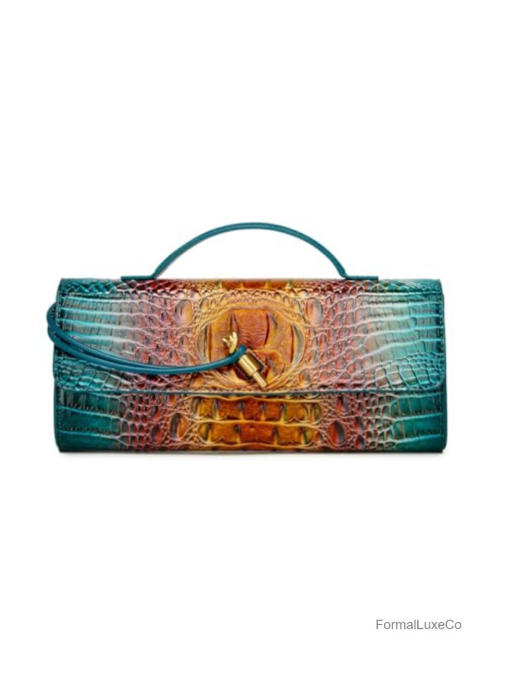 Women's Croc Embossed Vegan Leather Clutch Crossbody Shoulder Bag Evening Purse